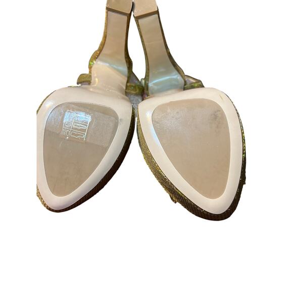 Miu Miu Gold Sequin Spangle Platform Heel Size EU38 1/2 - Picture 10 of 12